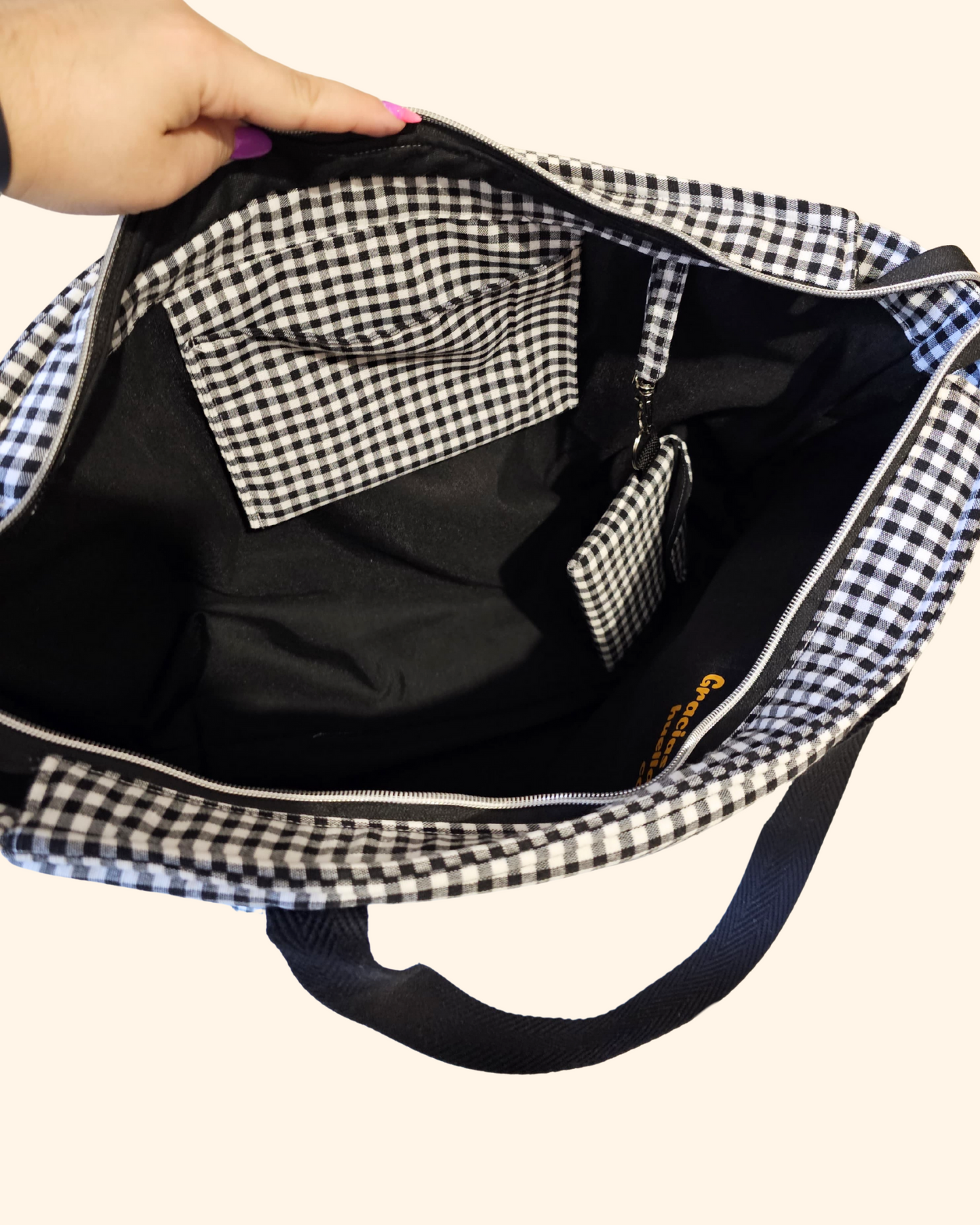 Bolso grande Vichy negro