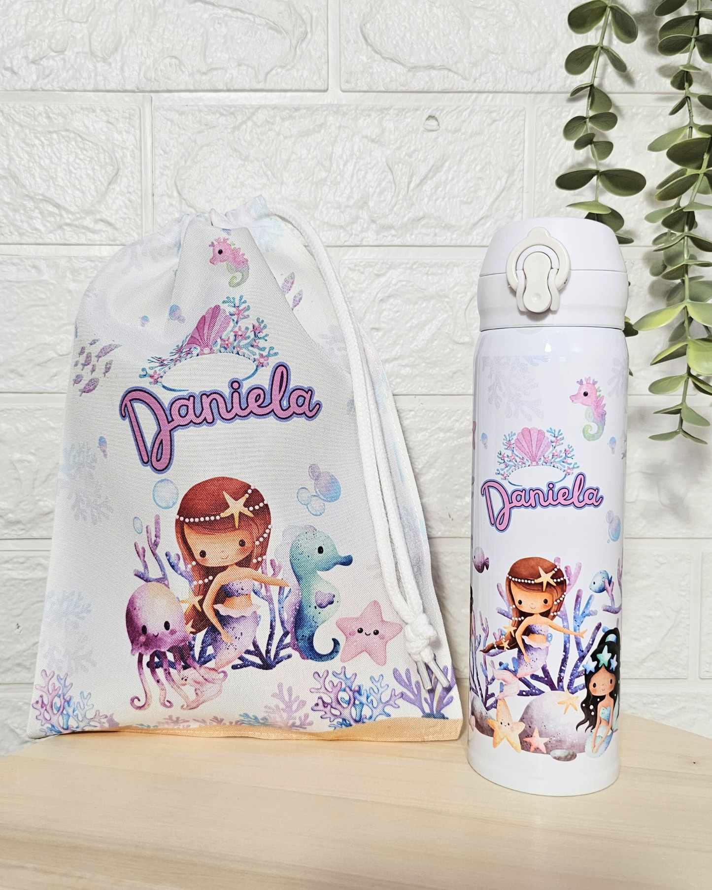 Pack Bolsita desayuno+Botella "Sirenitas"