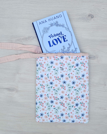 Funda libro grande "flores azules"  STOCK INMEDIATO