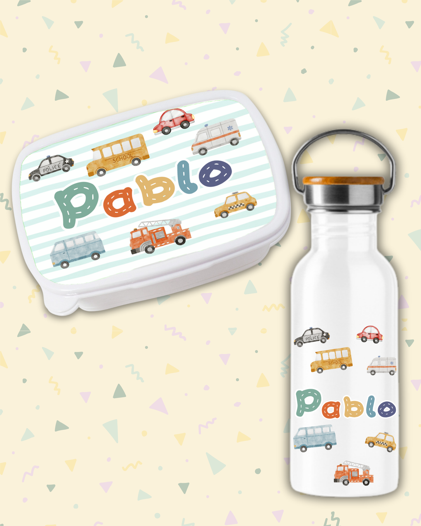 Fiambrera + Botella Coches