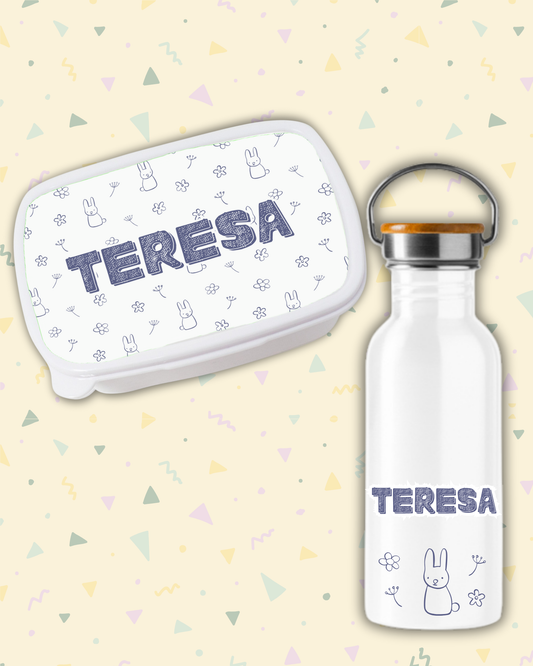 Fiambrera + Botella Conejitos