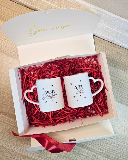 Caja tazas "por siempre a tu lado"